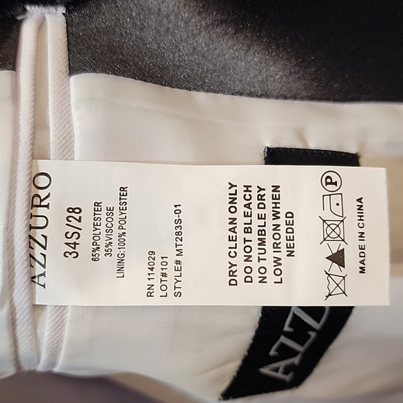 Azure Slim-Fit White Jacket with Black Pants - One Button Shawl - Picture 4 of 6